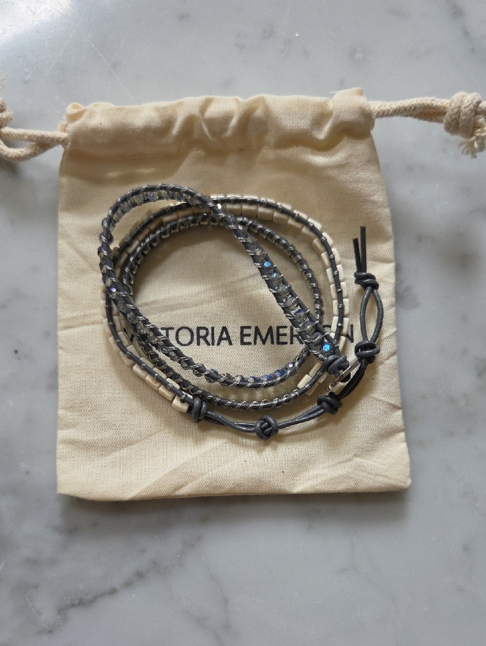 Victoria Emerson Sparkling Gray Multi-Strand Wrap Bracelet